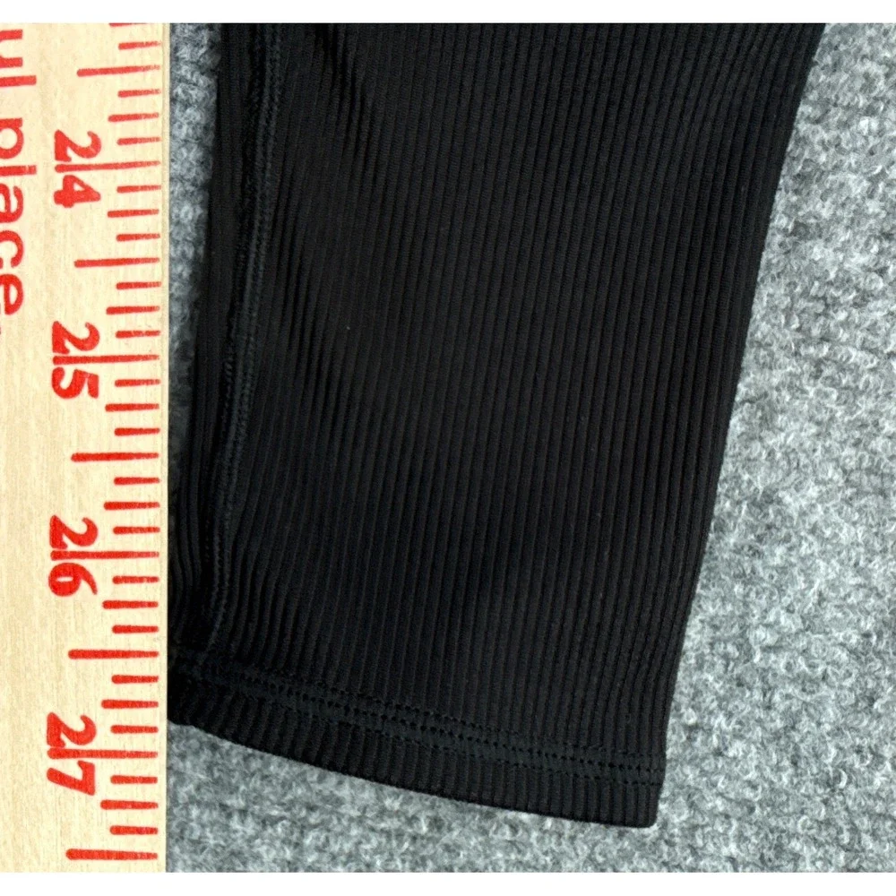 Alo Yoga Womens Small High Waisted Ribbed Cuff Leggings Black Activewear